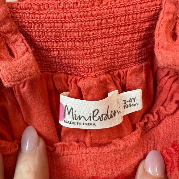 Mini Boden Girls Coral Embroidered Adjustable Tank (Size 3-4) - Picture 4 of 5